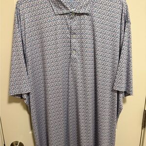 johnnie-O Blue and Red Patterned Polo Shirt